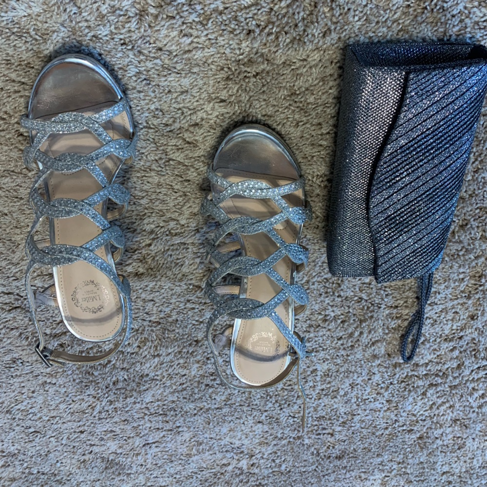 I Miller, beautiful shoes size 8 1/2 medium with matching clutch purse